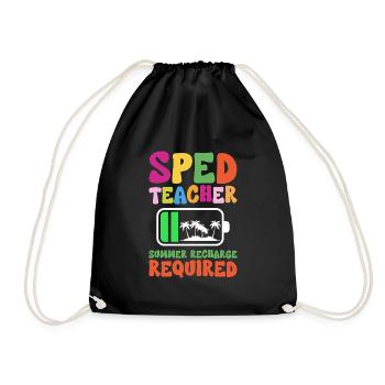 Sped Teacher Summer Recharge Required - Drawstring Bag - black - Front
