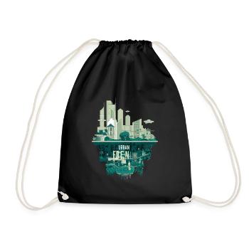 Urban Eden Futuristic Cityscape Design - Drawstring Bag - black - Front