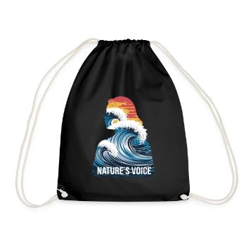 Nature's Voice Ocean Wave Design - Turnbeutel - Schwarz - Vorne