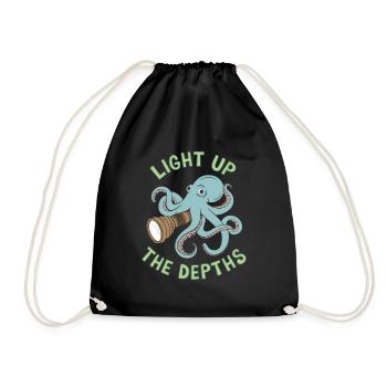 Light Up the Depths Octopus Design - Drawstring Bag - black - Front