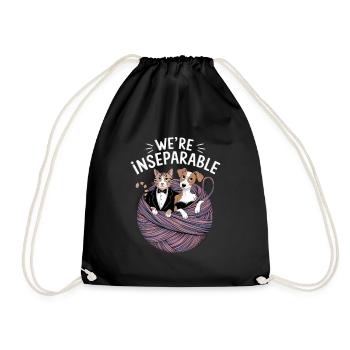 Cute Cat & Dog Inseparable Design - Turnbeutel - Schwarz - Vorne