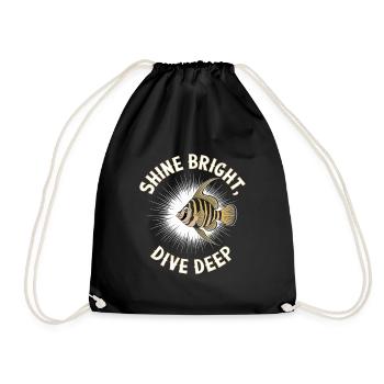 Shine Bright Dive Deep Fish Design - Drawstring Bag - black - Front