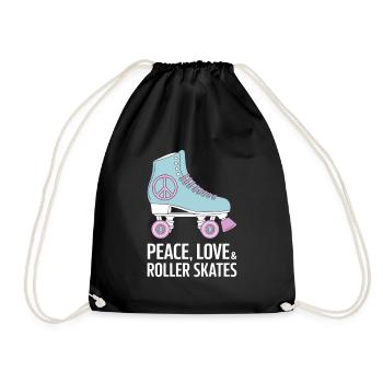 Peace Love Roller Skates Design - Turnbeutel - Schwarz - Vorne