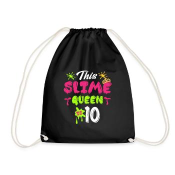Slime Queen 10th Birthday Design - Drawstring Bag - black - Front
