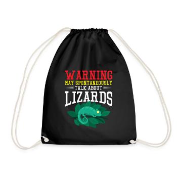 Fun Warning Lizard Talk Design - Drawstring Bag - black - Front