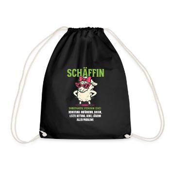 Schaf Spruch Schäffin Lustig Geschenkidee Schafe - Turnbeutel - Schwarz - Vorne