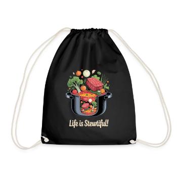 Life is Stewtiful Cooking Design - Turnbeutel - Schwarz - Vorne