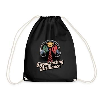 Broadcasting Brilliance Retro Design - Drawstring Bag - black - Front