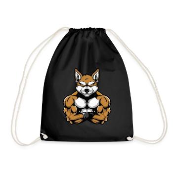 Akita Dog Muscles Bodybuilding - Drawstring Bag - black - Front