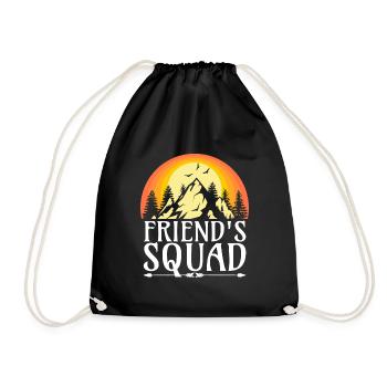 Group of friends campers in the mountains - Campsite - Drawstring Bag - black - Front