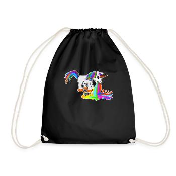Kotzendes Einhorn - Turnbeutel - Schwarz - Vorne