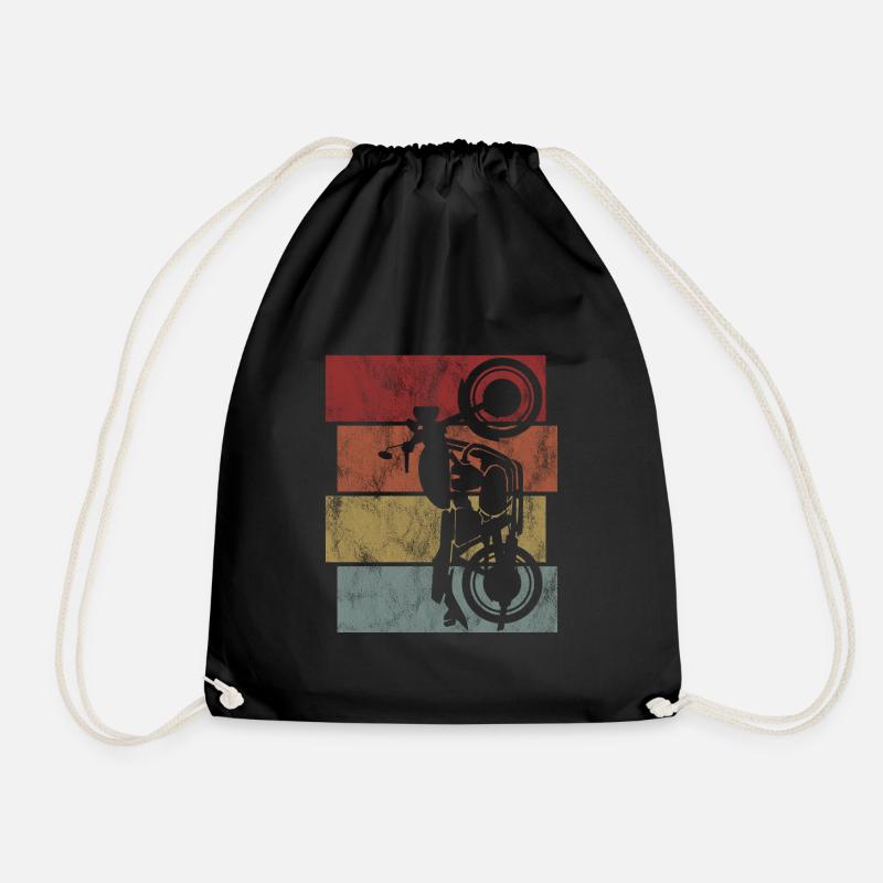 Bobber Motorradfahrer Biker Retro Motorrad Chopper - Turnbeutel - Schwarz