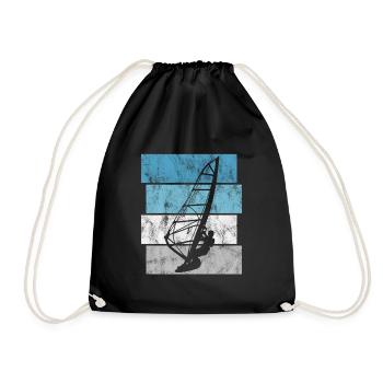 Windsurfing Surfen Retro Windsurfen Windsurfer - Turnbeutel - Schwarz - Vorne