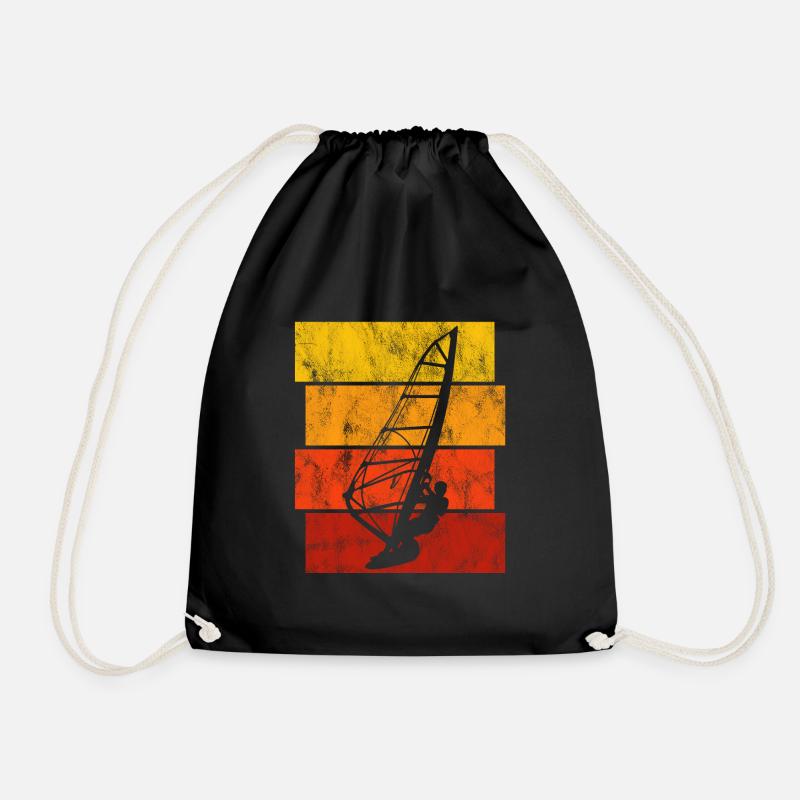 Windsurfing Retro Windsurfer Windsurfen Surfen - Turnbeutel - Schwarz