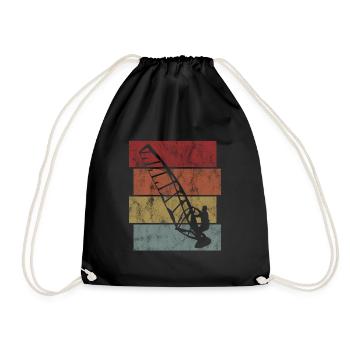 Windsurfer Surfing Retro Windsurfing Windsurfing - Drawstring Bag - black - Front