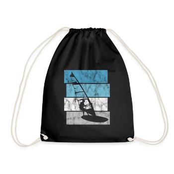 Windsurfer Retro Surfen Windsurfing Windsurfen - Turnbeutel - Schwarz - Vorne