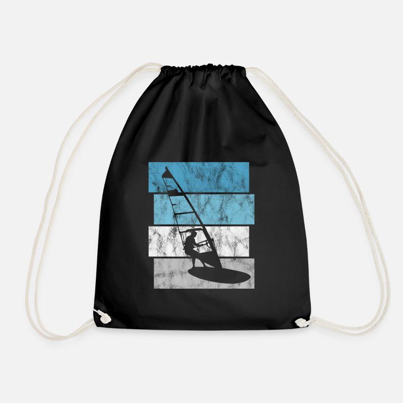Windsurfer Retro Surfen Windsurfing Windsurfen - Turnbeutel - Schwarz