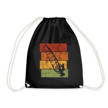 Windsurfing Retro Windsurfer Surfing Windsurfing - Drawstring Bag - black - Front