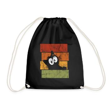 Chat chat rétro chat miaau - Sac de sport léger - noir - Devant