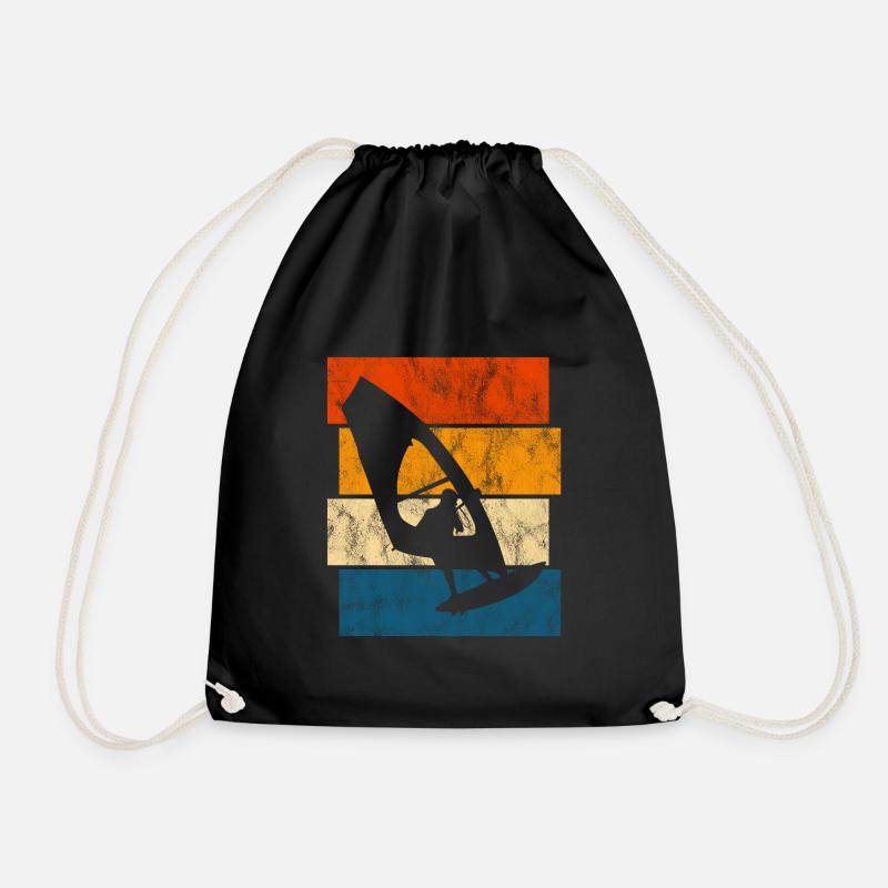 Windsurfen Retro Surfen Windsurfer Windsurfing - Turnbeutel - Schwarz