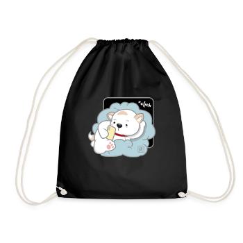 Dog Korean - Japanese Style 03 - Drawstring Bag - black - Front