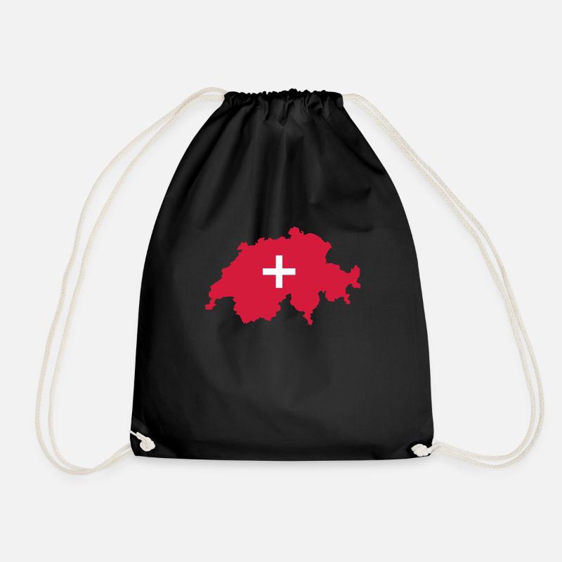 Schweiz mit Kreuz - Turnbeutel - Schwarz