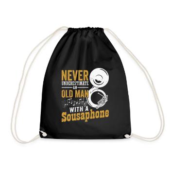 Never Underestimate An Old Man With A Sousaphone - Drawstring Bag - black - Front