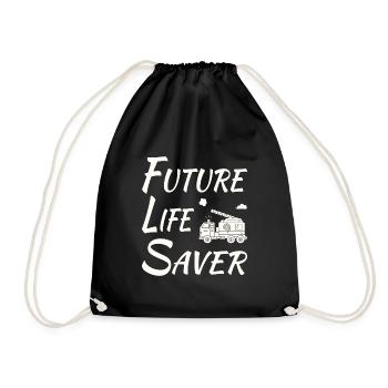 Future Life Saver with Fire Truck - Drawstring Bag - black - Front