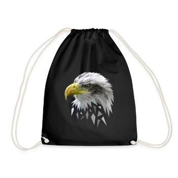 Seeadler Adler Low poly Polygone geometrisch - Turnbeutel - Schwarz - Vorne