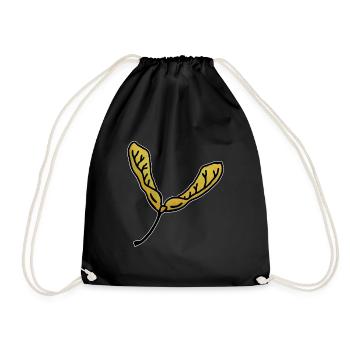Maple leaf propeller fruit maple tree wings - Drawstring Bag - black - Front