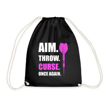 aim. throw. Dart Darts Gift - Drawstring Bag - black - Front