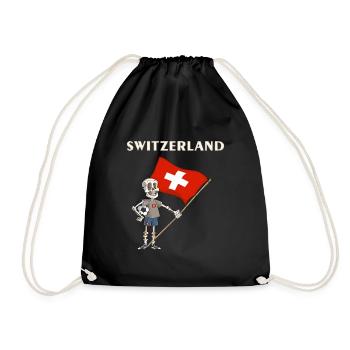 Schweizer Fans / Schweiz Skelett - Turnbeutel - Schwarz - Vorne