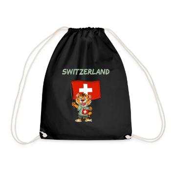 Schweizer Tiger / Schweiz Fan - Turnbeutel - Schwarz - Vorne