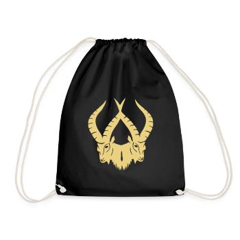 Steinbock, Sternzeichen, Tierkreis - Turnbeutel - Schwarz - Vorne