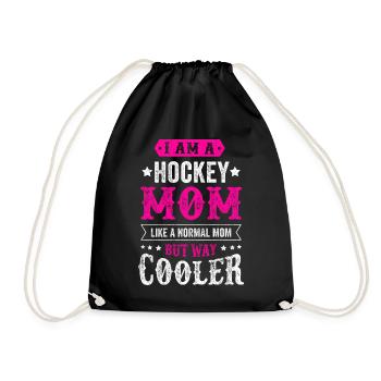 HOCKEY MOM Eishockey Mutter Mama Frau Geschenk - Turnbeutel - Schwarz - Vorne