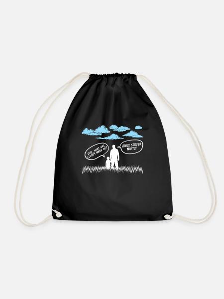 Cloud aus Linux Server meist Geschenkidee - Turnbeutel - Schwarz