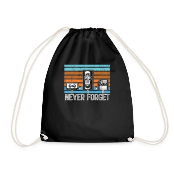 Retro nie vergessen Vintage Geschenkidee - Turnbeutel - Schwarz - Vorne