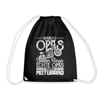 Opa Motorrad Geschenk - Biker Bingo ältere Motorra - Turnbeutel - Schwarz - Vorne