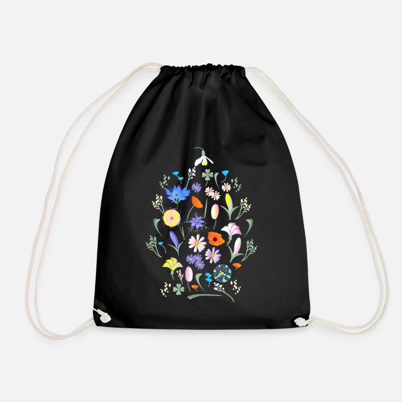 Bunte Blumen Blumenwiese - Turnbeutel - Schwarz