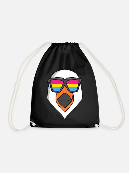 Pansexuell Möwe - Möwe mit Brille - Turnbeutel - Schwarz