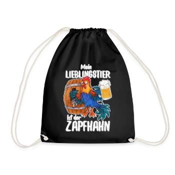 Mein Lieblingstier ist der Zapfhahn, Bier Trinken - Turnbeutel - Schwarz - Vorne