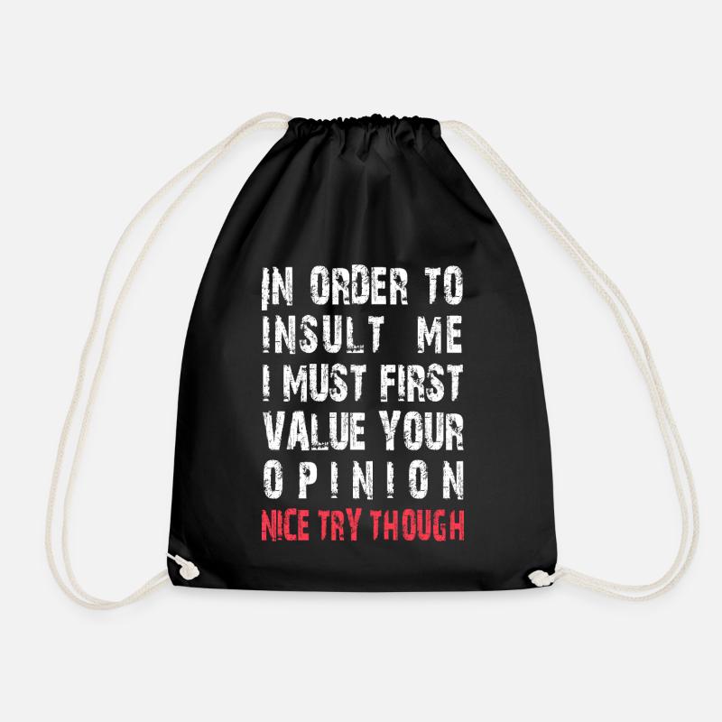 Funny to Offend Me Joke Sarcastic - Drawstring Bag - black
