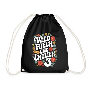 Birthday Gift 3 Years Children's Birthday - Drawstring Bag - black - Front