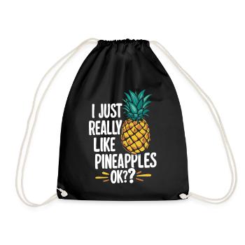 Ananas tropische hawaiianische Frucht - Turnbeutel - Schwarz - Vorne