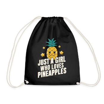 Ananas tropische hawaiianische Frucht - Turnbeutel - Schwarz - Vorne