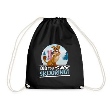 skijöring wintersport skijoring - Drawstring Bag - black - Front