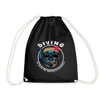 apnoe dive oxygen apnea divers snorkel - Drawstring Bag - black - Front