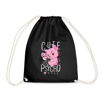 Mignon mais psychopathe. chat rose chat fou fou - Sac de sport léger - noir - Devant