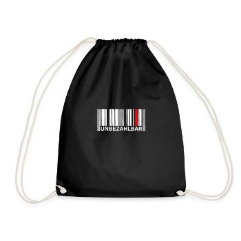 Barcode Strichcode Unbezahlbar einzigartig - Turnbeutel - Schwarz - Vorne
