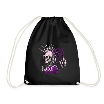 Skeleton Punk Iroquois Anarchy Middle Finger Viol - Drawstring Bag - black - Front